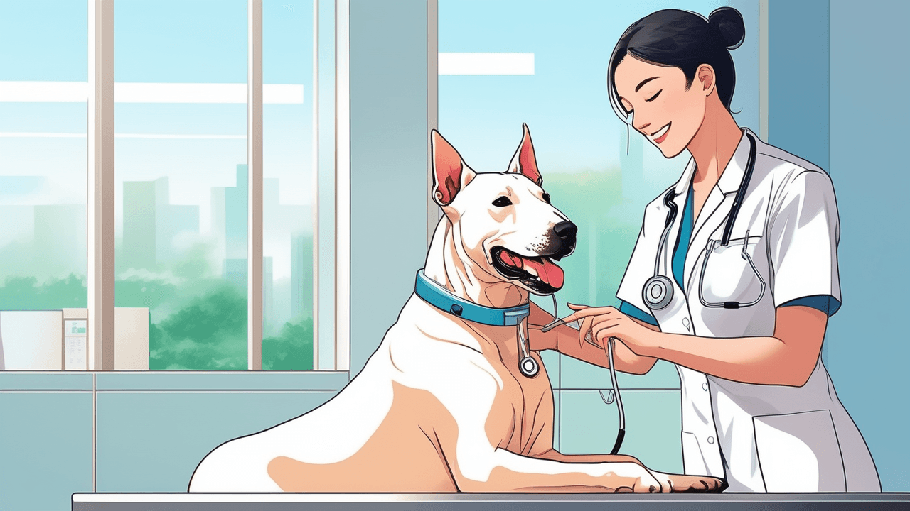 El Bull Terrier Viral: El Secreto de la Calma de Kyara en el Veterinario